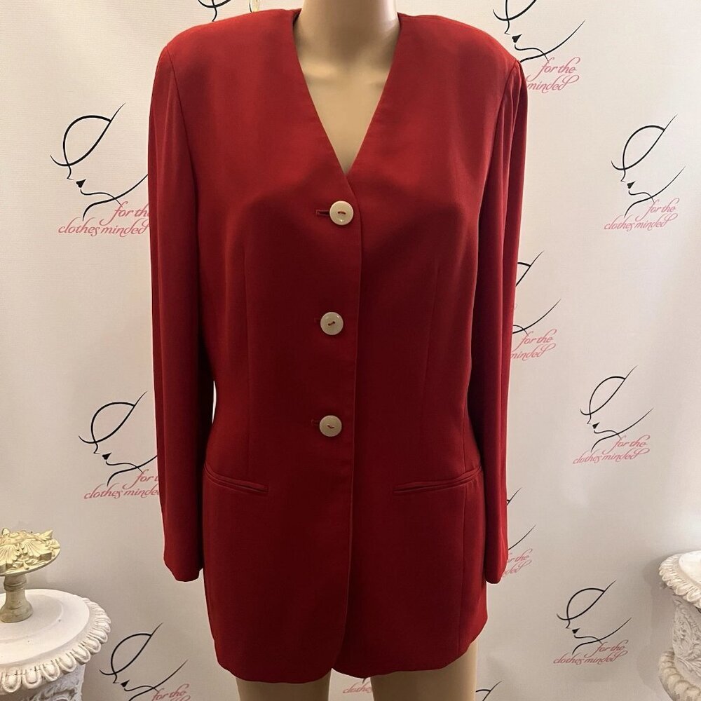 Liz Claiborne. Red. Sz 10. Polyester Lined Long Sleeve Professional Jacket. AL